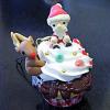 【ハンドメイド雑貨】クリスマス カップケーキ携帯ストラップ(サンタ&トナカイ)